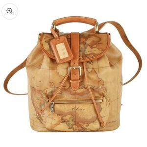 Alviero-martini Women's Tan and Brown World Map Bag